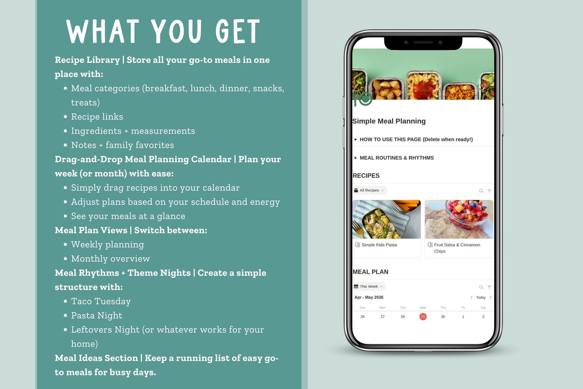 Simple Meal Planning | Notion Template